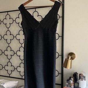 Herve Leger Elegant Black Midi Dress